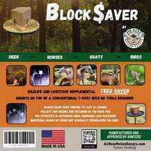 "Block $aver packaging showing installation instructions and benefits"