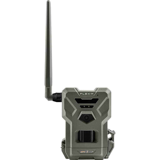 "Spypoint Flex-M Cellular Trail Camera with camouflage pattern and motion detection technology"