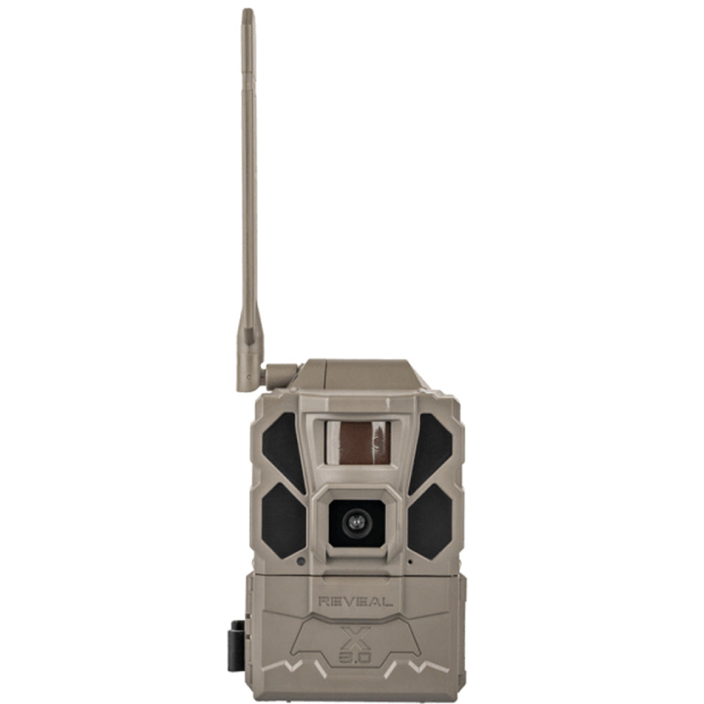 "Tactacam Reveal X Gen 3.0 cellular trail camera with high-resolution lens and infrared flash"