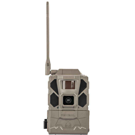"Tactacam Reveal X Gen 3.0 cellular trail camera with high-resolution lens and infrared flash"