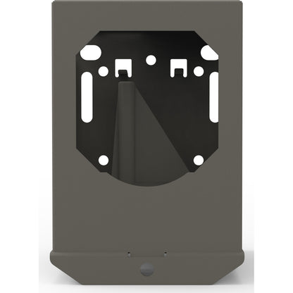  "Tactacam Security Box mounted on tree showing lock mechanism and weatherproof design"