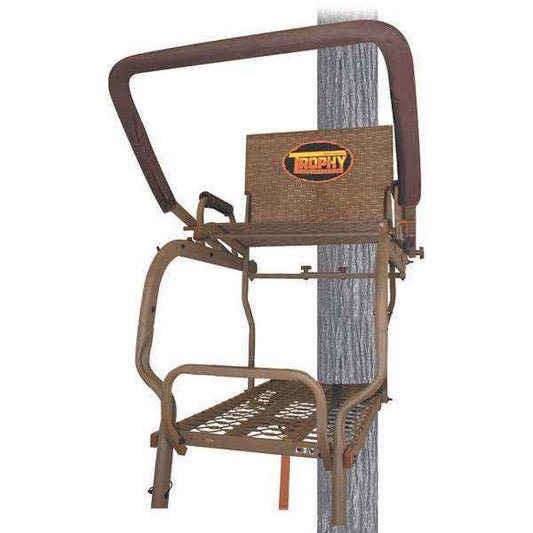 Trophy Tree stands Mountaineer ladder stand platform with padded seat and shooting rail