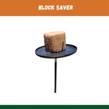  "Block $aver mounted on T-post with protein block securely positioned for effective wildlife feeding